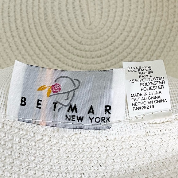 VINTAGE BELMAR New York Women's White Big Bow Straw Bucket Summer Hat - Picture 5 of 5